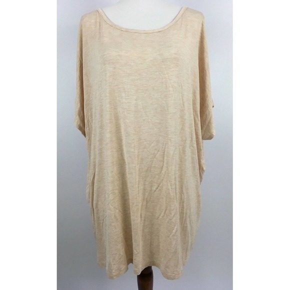 Bobeau Womens Top Cold Shoulder Crewneck Short Sleeve Tee Pink Plus Size 1X - Picture 1 of 12